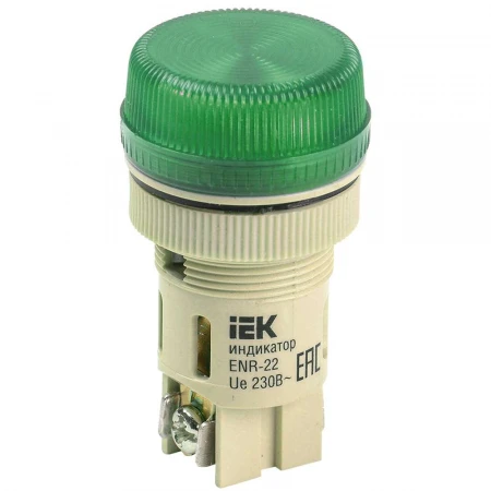 Лампа ENR-22 сигнальная d=22мм зеленый неон/240В цилиндр IEK BLS40-ENR-K06