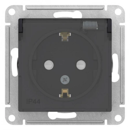 Розетка 2К+З Systeme Electric AtlasDesign 16A 250V со шторками и крышкой карбон ATN441046