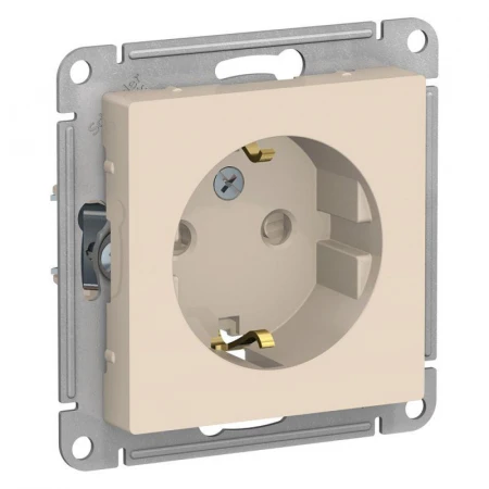 Розетка 2К+З Systeme Electric AtlasDesign 16A 250V со шторками бежевая ATN000245