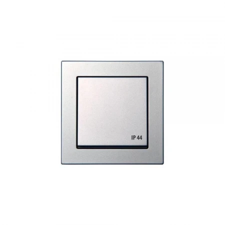 Розетка 2P+E Liregus Epsilon с крышкой серебро 28-1765