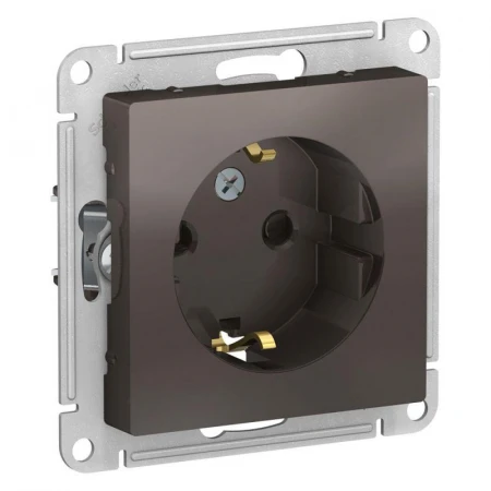 Розетка 2К+З Systeme Electric AtlasDesign 16A 250V со шторками мокко ATN000645
