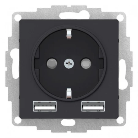 Розетка 2К+3/2хUSB Systeme Electric AtlasDesign 16A 250V Type A+A карбон ATN001030
