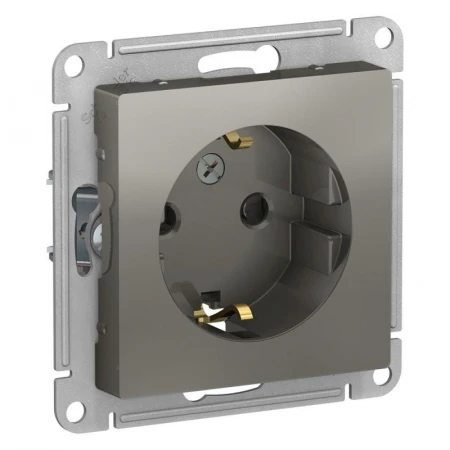 Розетка 2К+З Systeme Electric AtlasDesign 16A 250V со шторками сталь ATN000945