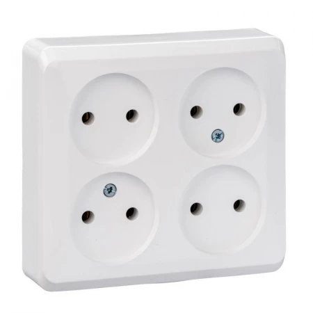 Розетка четырехместная 2К Systeme Electric Этюд 16A 250V белая PA16-205B
