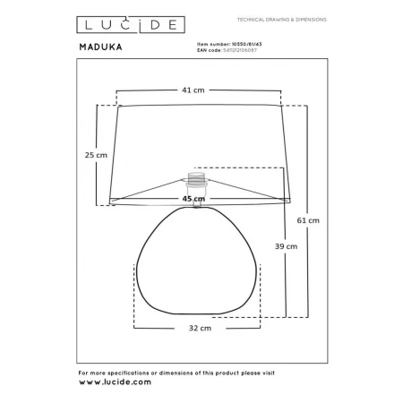 Настольная лампа Lucide MADUKA 10550/81/43