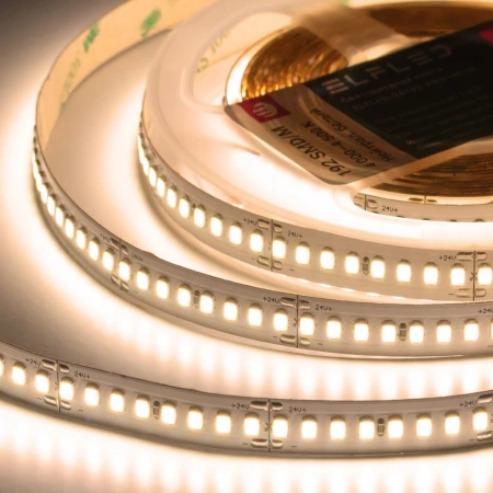 Лента светодиодная ELFLED PRO140, 192/м (2835), 24В, 18Вт/м, 5м, белый теплый 2800-3300К ELFLED-24192-PRO140ww